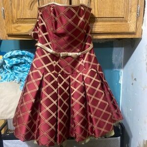 Jessica McClintock Red and Gold Dress